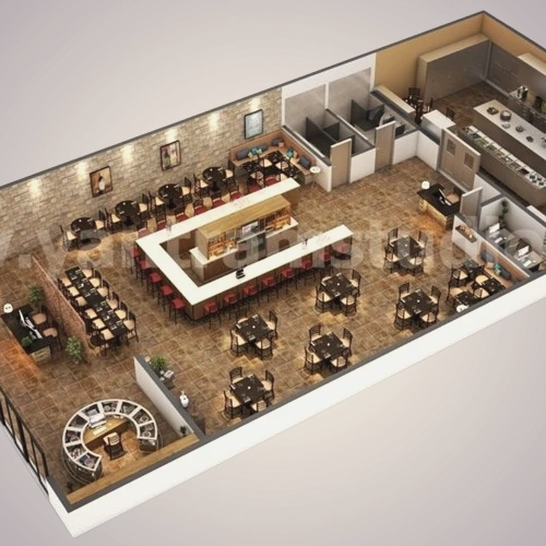 Commercial interior design with lighting and modern setup